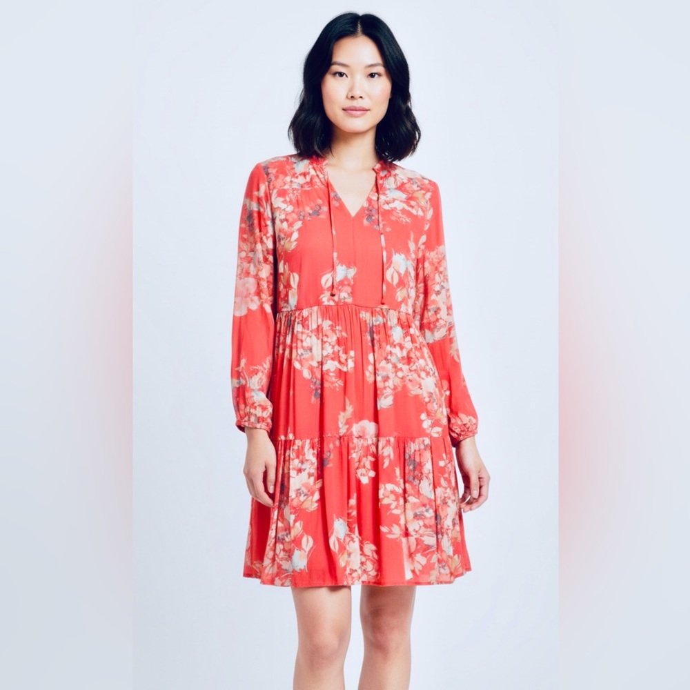 Torrid Coral Floral Long Sleeve Dress - Size 0